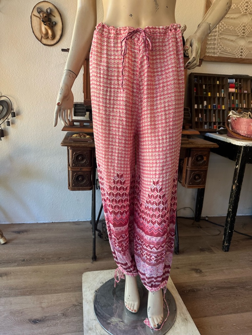 Vintage Pink Tone Indian Cotton Gauze Pants